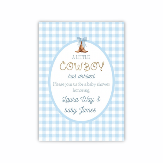 A Little Cowboy Has Arrived Baby Shower Invitations
