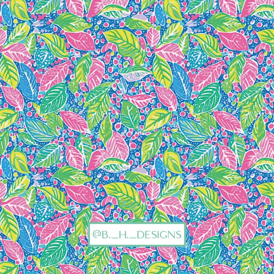 Tropical Leaves Monogram Enclosure Cards — coordinating reverse