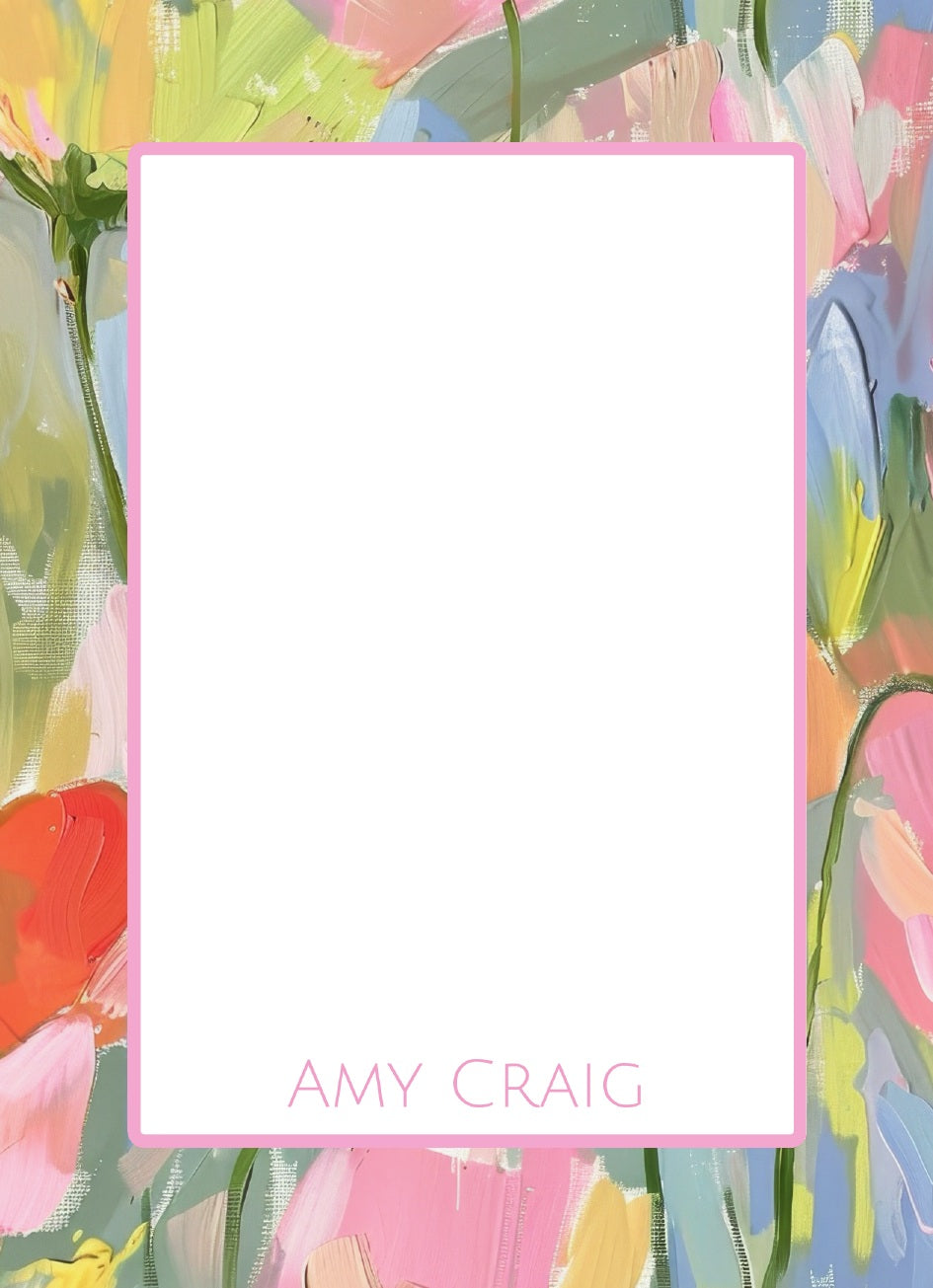 Personalized Pastel Brushstroke Notepad; sample personalization shown