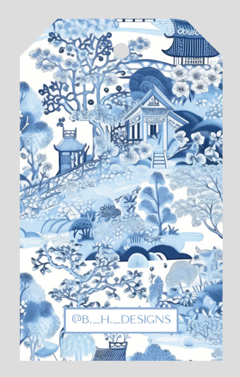 Blue Chinoiserie Personalized Gift Tags — back