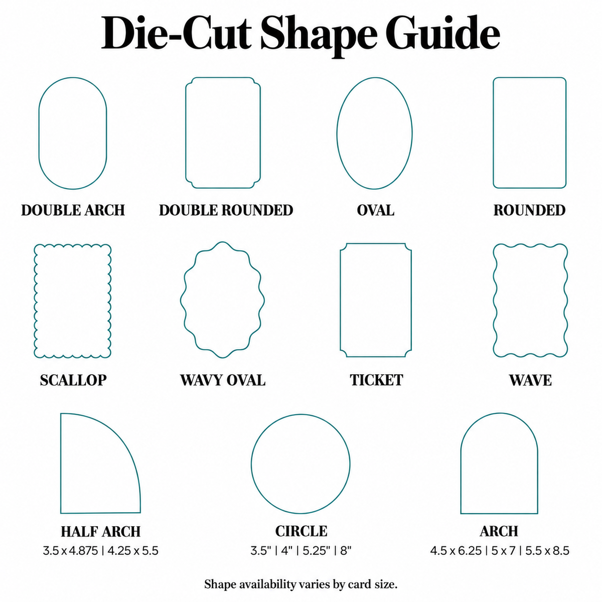 Clean outline guide to die-cut card shapes, without shadows