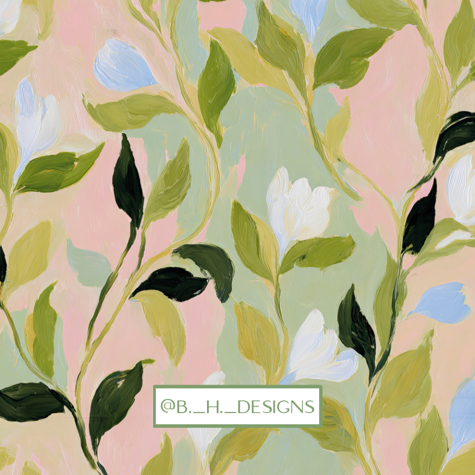 Pastel Botanical Monogram Enclosure Cards — coordinating reverse