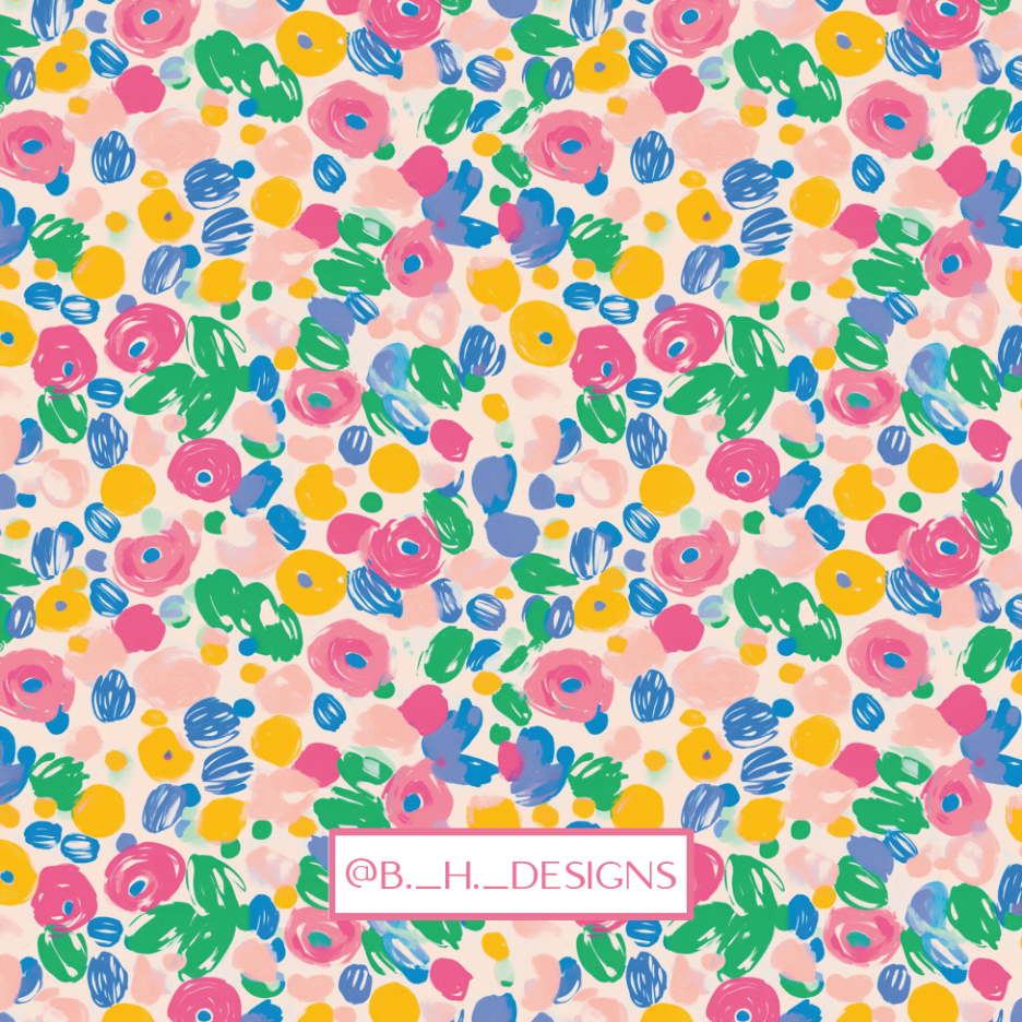 Bright Floral Personalized Enclosure Cards — coordinating reverse