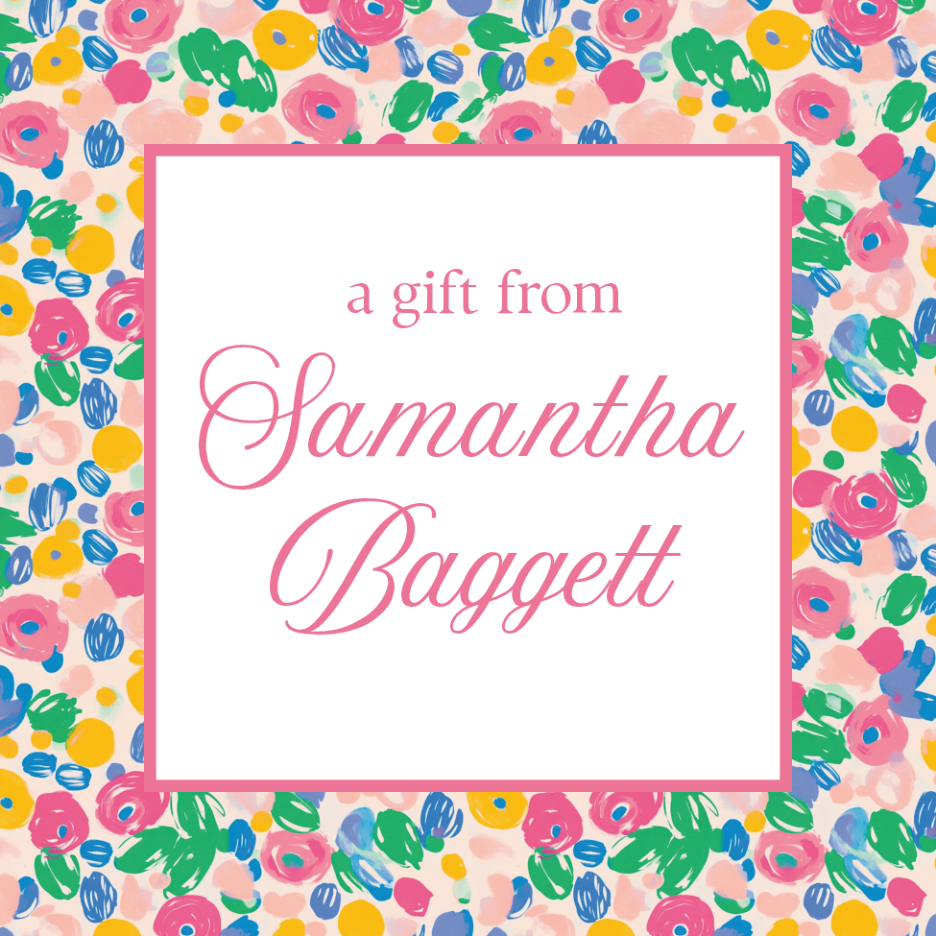 Bright Floral Personalized Enclosure Cards — personalized front; sample lettering shown