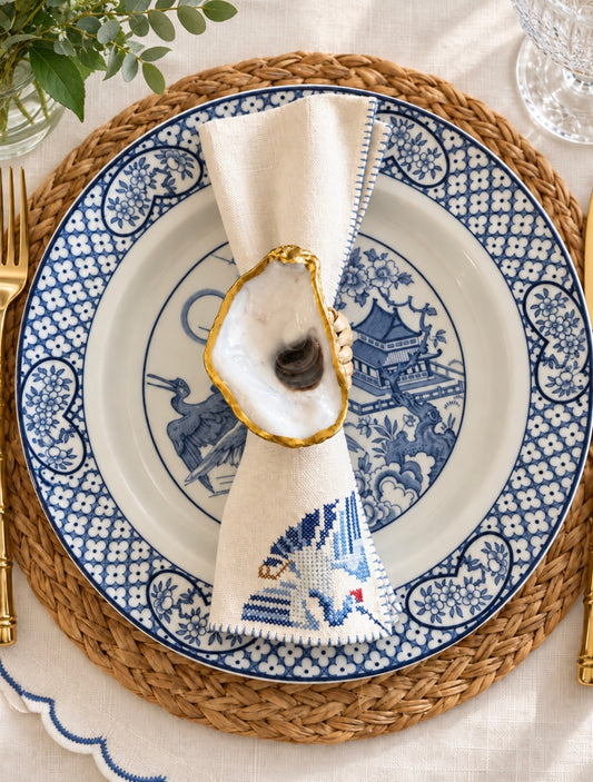 Gold-Edged Oyster Napkin Rings