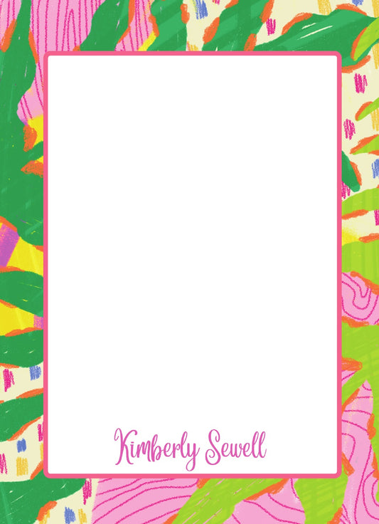 Personalized Bright Abstract Notepad; sample personalization shown